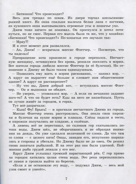 Текстовая страница 7 о коте Джеме и наводнении