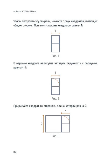 Страница 32: схемы построения спирали Фибоначчи