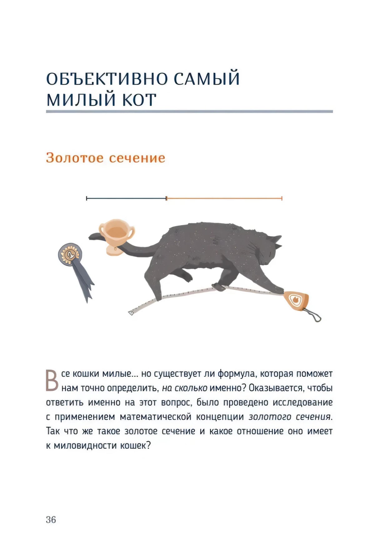 Страница 36: глава «Золотое сечение» с рисунком кота