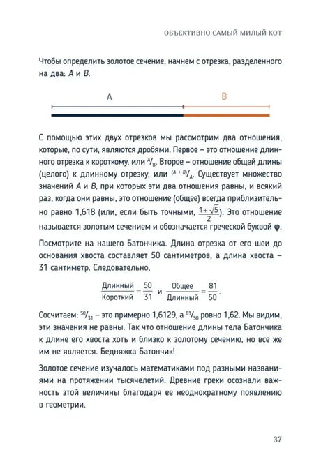 Страница 37: расчёт золотого сечения на примере кота