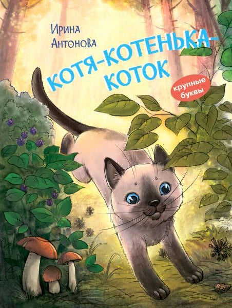 Обложка книги Ирины Антоновой «Котя-котенька-коток» с котёнком в лесу