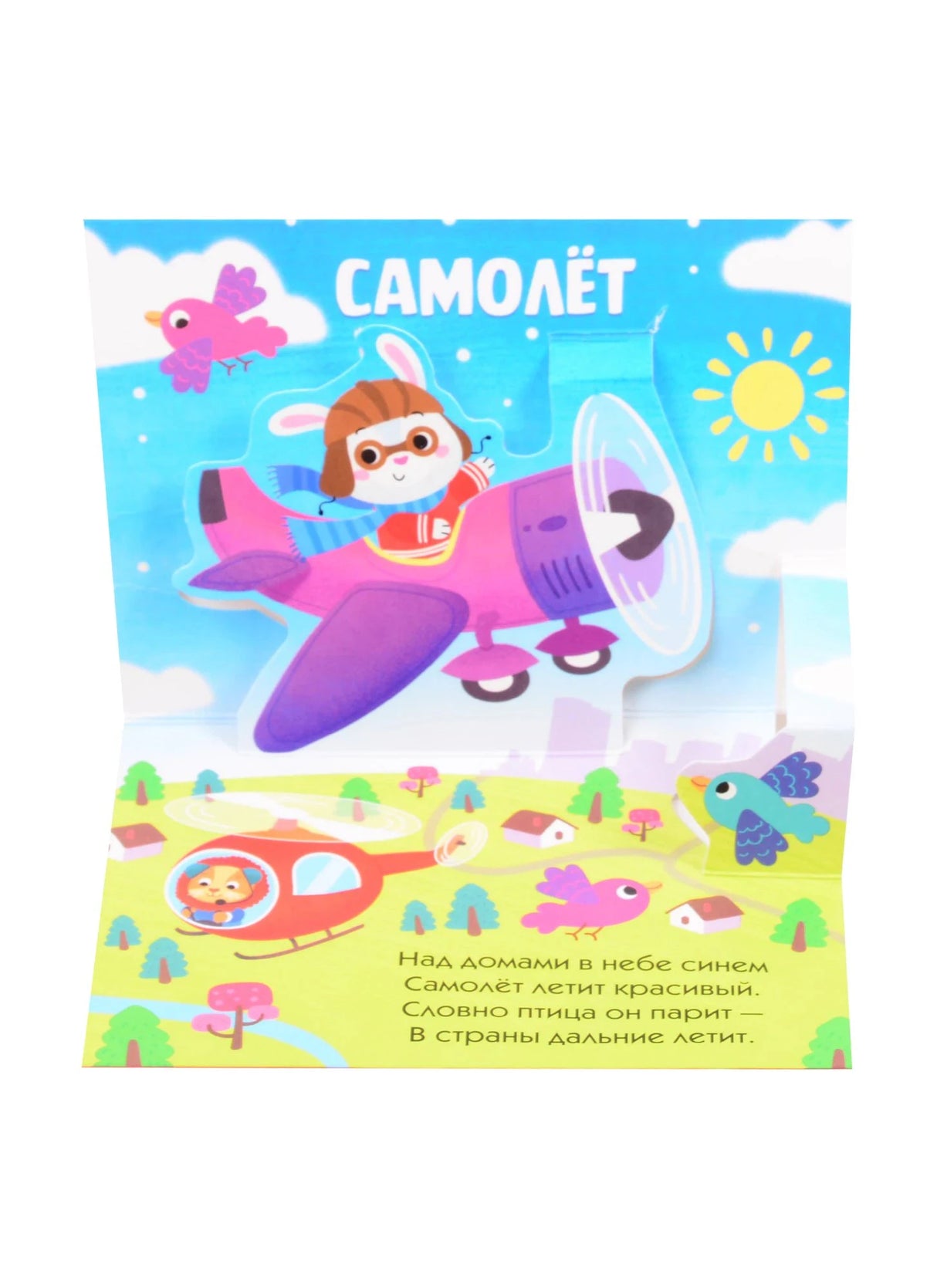 Разворот «Самолёт» с зайцем-пилотом и воздушными картинками