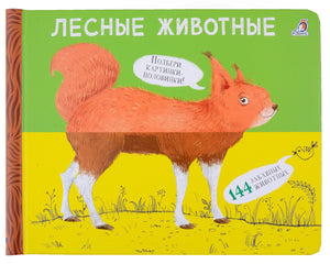 Обложка книги «Лесные животные» с лисобелкой из половинок.