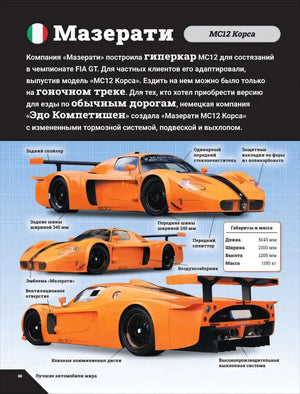 Страница про Мазерати MC12 Корса с характеристиками