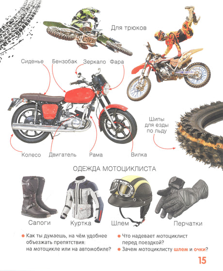 Страница о мотоциклах, их деталях и экипировке мотоциклиста.
