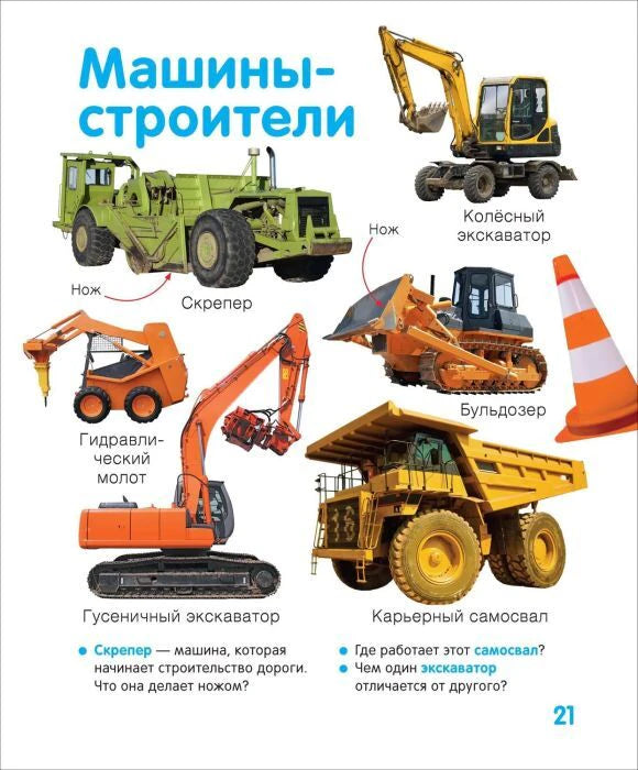 Страница «Машины-строители» с фотографиями строительной техники.