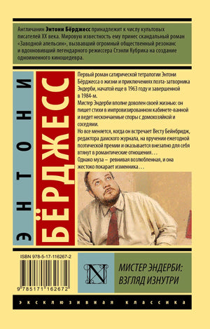Задняя обложка книги с аннотацией, ISBN и иллюстрацией мужчины