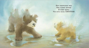 Разворот: медведица и медвежонок отряхиваются после купания