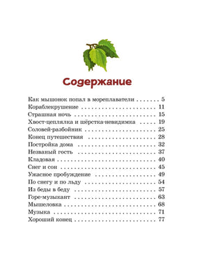 Страница содержания с перечнем глав сказки и номерами страниц