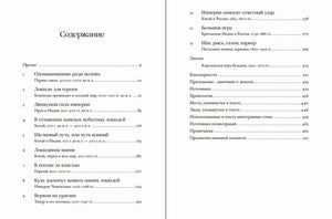 Разворот содержания книги с главами, эпилогом и указателями