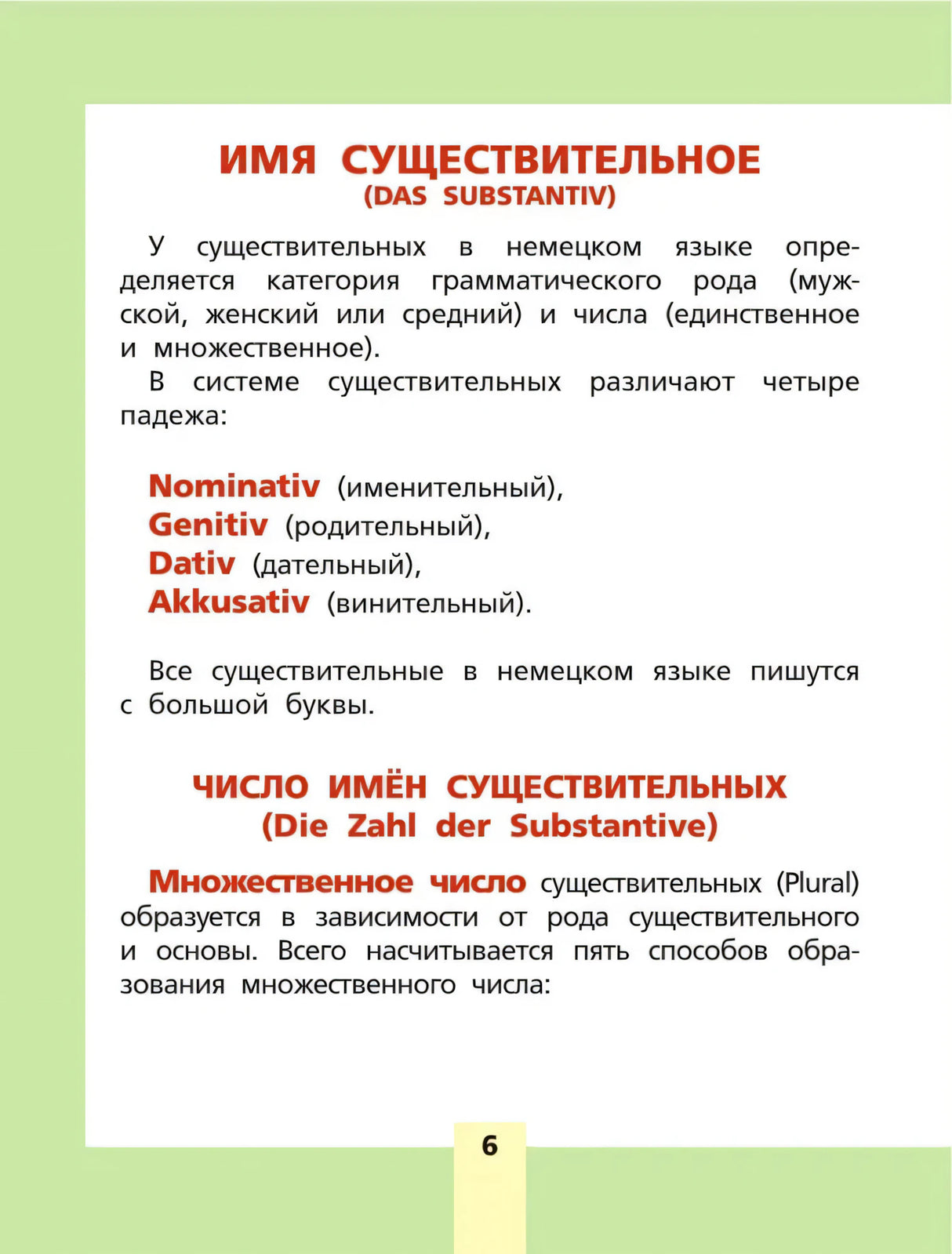 Страница 6 с разделом «Имя существительное»