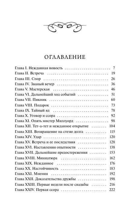 Первая страница оглавления с главами I–XXIV.