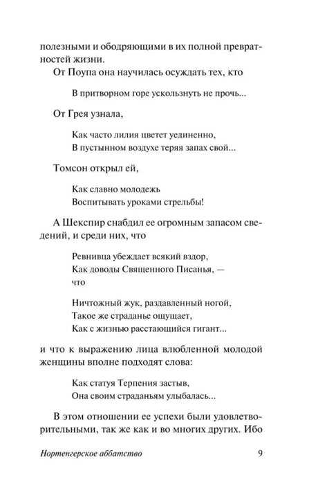 Страница романа с текстом и стихотворными цитатами, страница 9