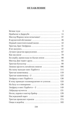Первая страница оглавления с перечнем глав и номерами страниц.