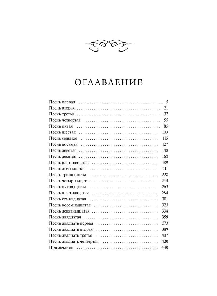Страница оглавления «Одиссеи» со списком двадцати четырёх песен