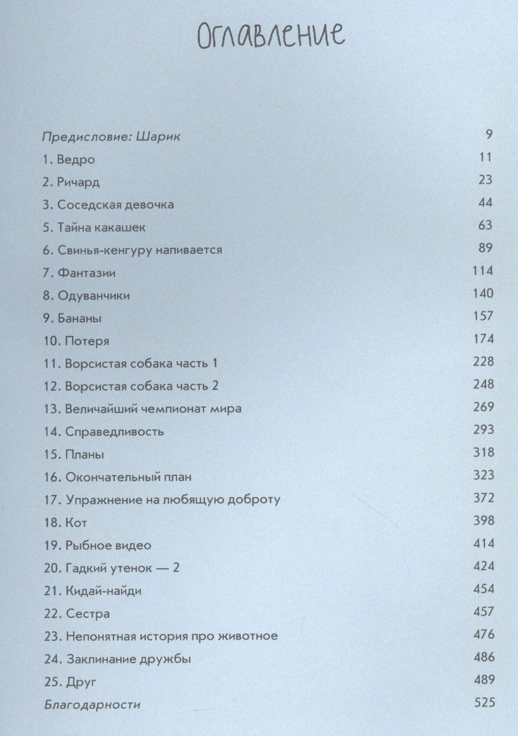 Оглавление книги «Ответы и другие вопросы» со списком глав и номерами страниц
