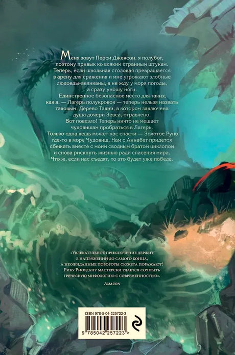 Задняя обложка книги с аннотацией, морскими волнами и штрихкодом
