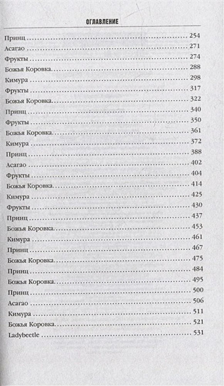 Вторая страница оглавления романа с перечнем глав и номерами страниц.