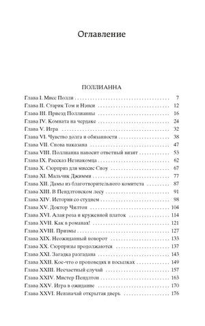 Страница оглавления с главами романа «Поллианна».