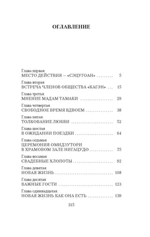 Первая страница оглавления книги с главами и номерами страниц