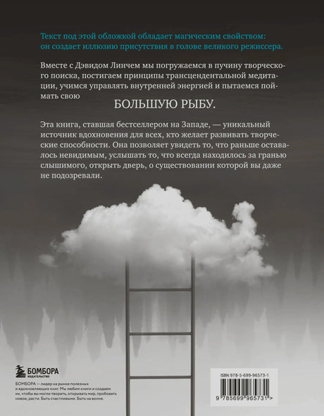Задняя обложка с аннотацией, облаком, лестницей и штрихкодом.