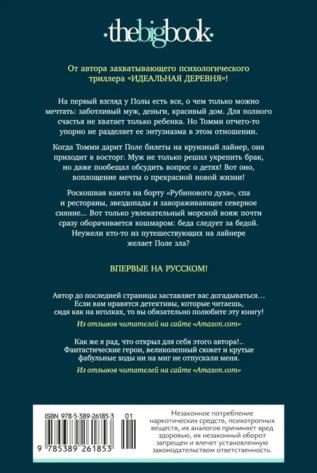 Задняя обложка романа с аннотацией, отзывами, штрихкодом и логотипом the big book.