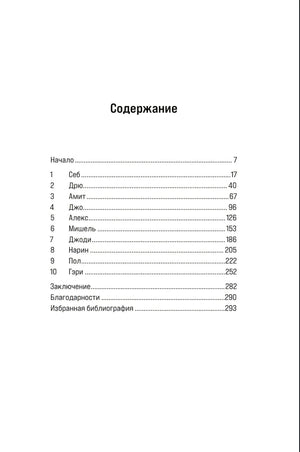 Страница «Содержание» со списком глав и номерами страниц