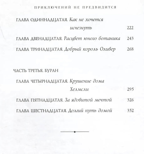 Вторая страница содержания с главами одиннадцатой–шестнадцатой