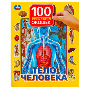 Обложка книги «Тело человека» серии «100 секретных окошек» с анатомической схемой