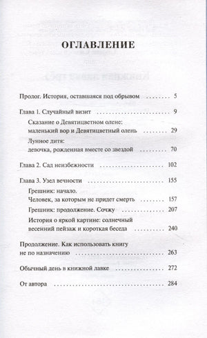 Оглавление книги со списком глав и страниц