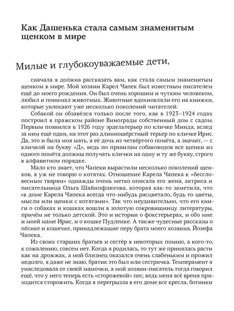 Страница с началом главы «Как Дашенька стала самым знаменитым щенком в мире»
