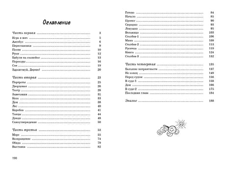 Оглавление книги с перечнем частей и глав, страницы 190–191