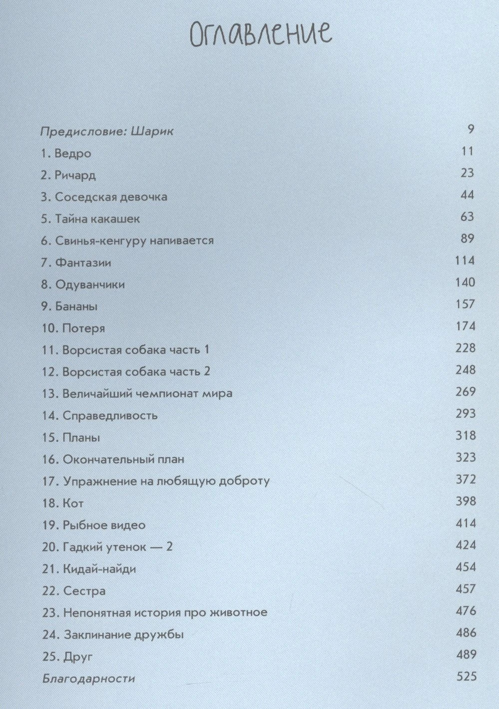Оглавление книги «Ответы и другие вопросы» со списком глав и номерами страниц