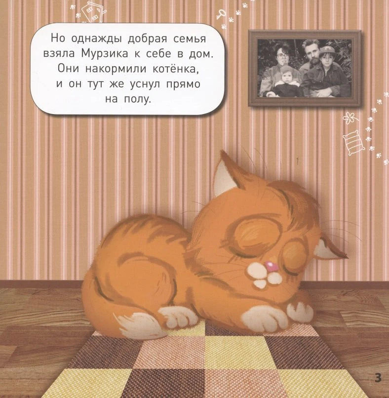 Страница 3: Мурзик спит на коврике в доме
