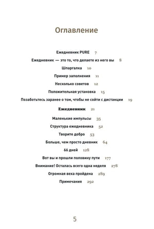 Оглавление ежедневника «6 минут Pure», страница 5