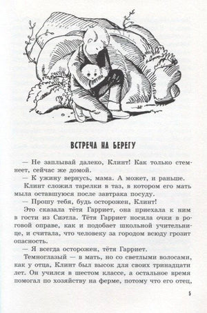 Начало главы «Встреча на берегу» с рисунком мальчика у камней