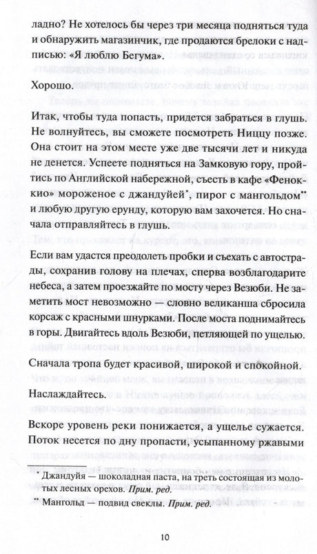 Страница 10 с фрагментом текста о дороге вглубь и ущелье