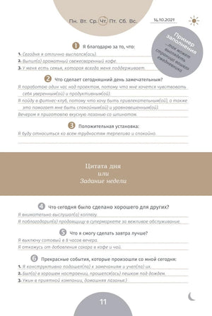 Пример заполнения ежедневника, страница 11