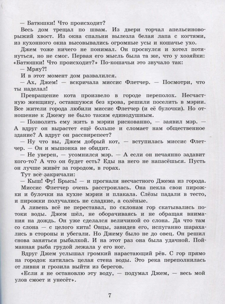 Текстовая страница 7 о коте Джеме и наводнении