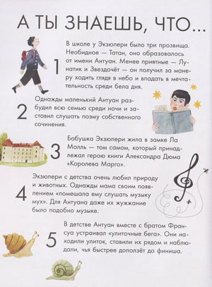 Страница «А ты знаешь, что…» с пятью фактами о детстве Экзюпери