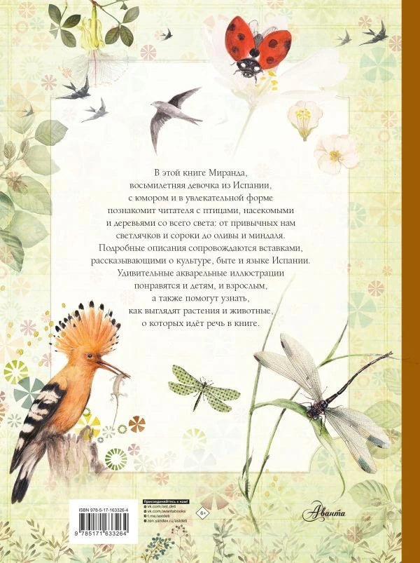 Задняя обложка с аннотацией, птицами, стрекозой и божьей коровкой