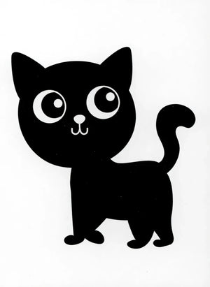 Черно-белая карточка с силуэтом кота