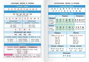 Разворот со схемами гласных и согласных звуков и букв, страницы 2–3.