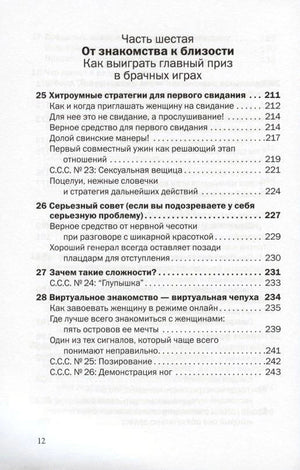Страница оглавления: часть шестая «От знакомства к близости», главы 25–28.
