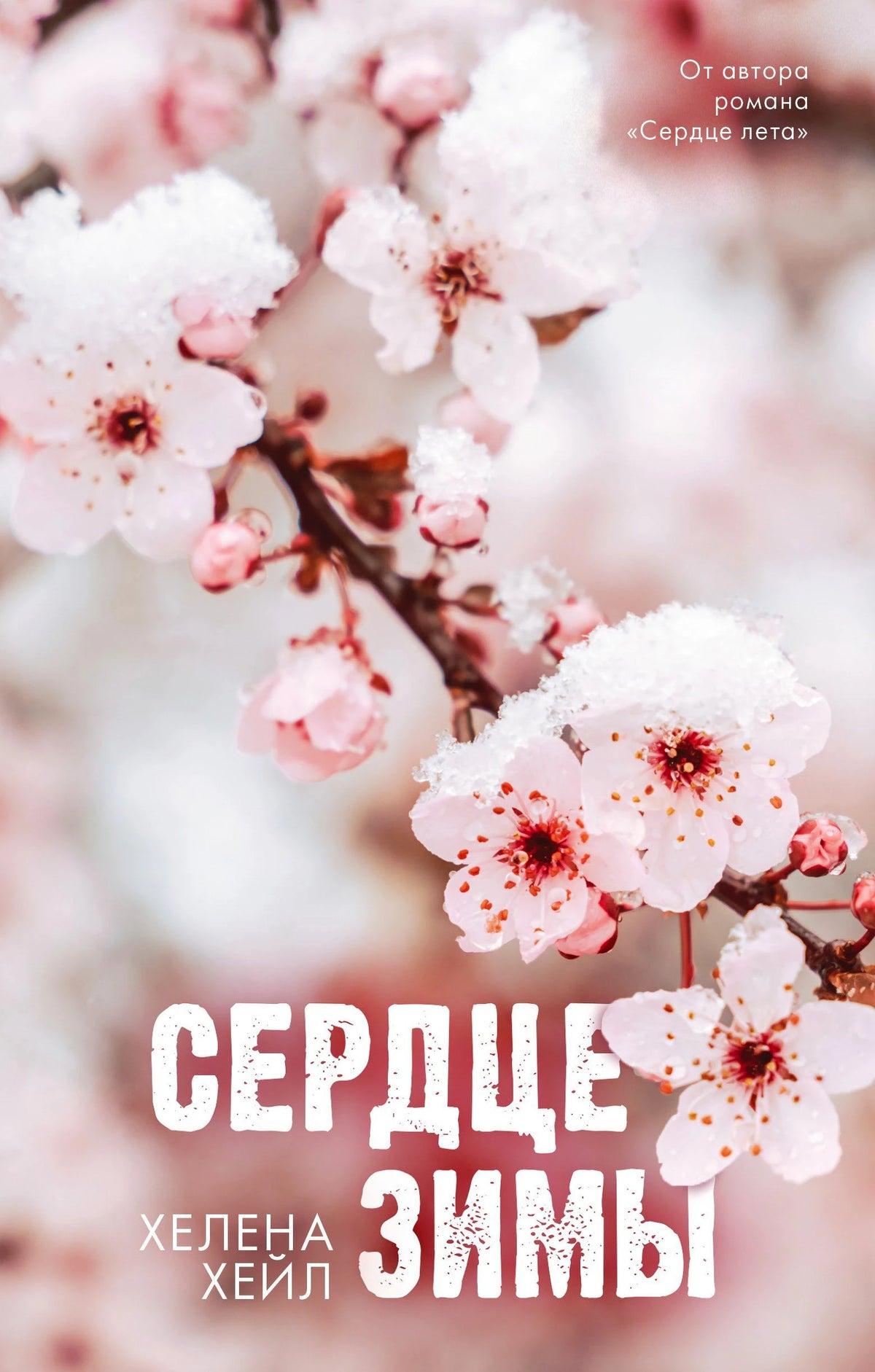 Обложка книги «Сердце зимы» с заснеженными розовыми цветами