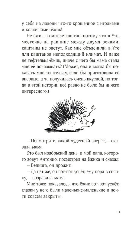 Страница 11 с текстом и рисунком спящего ёжика