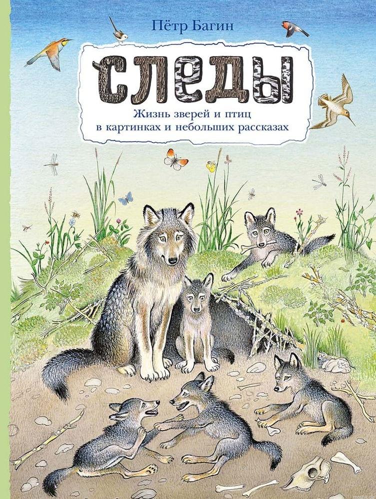 Обложка книги "Следы. Жизнь зверей и птиц в картинках и рассказах" Петра Багина