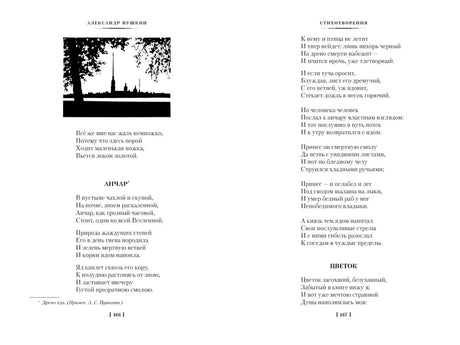 Разворот со стихотворениями «Анчар» и «Цветок», страницы 166–167.