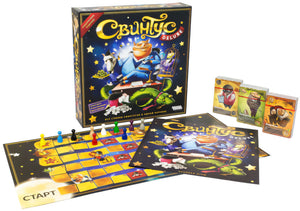 Полный комплект игры Свинтус Делюкс: коробка, игровое поле, карточки персонажей, фишки и правила игры