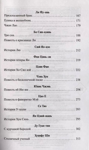 Продолжение содержания со списком новелл, страницы 167–313.